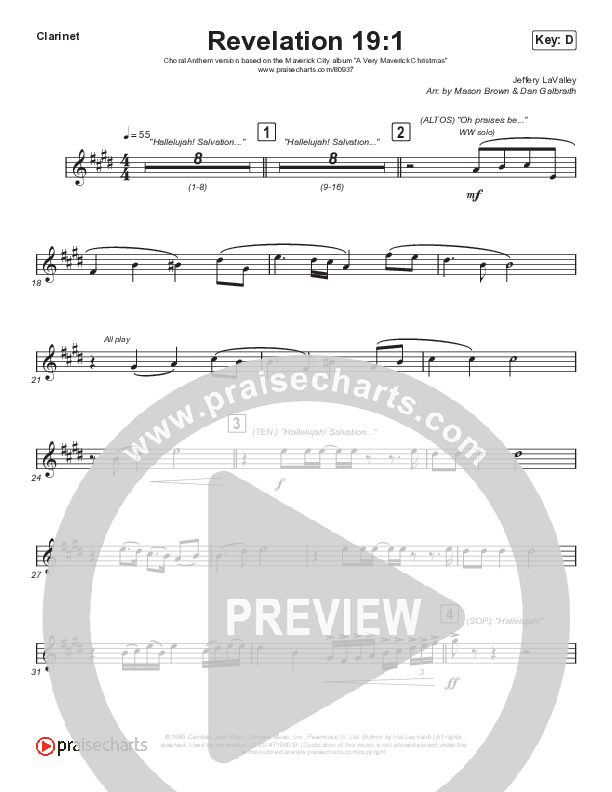 Revelation 19:1 (Choral Anthem SATB) Clarinet (Maverick City Music / Naomi Raine / Chandler Moore / Arr. Mason Brown)