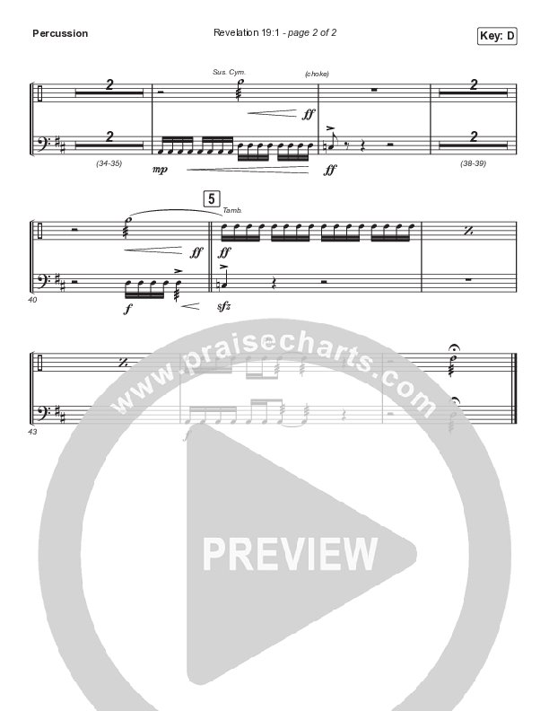 Revelation 19:1 (Choral Anthem SATB) Percussion (Maverick City Music / Naomi Raine / Chandler Moore / Arr. Mason Brown)