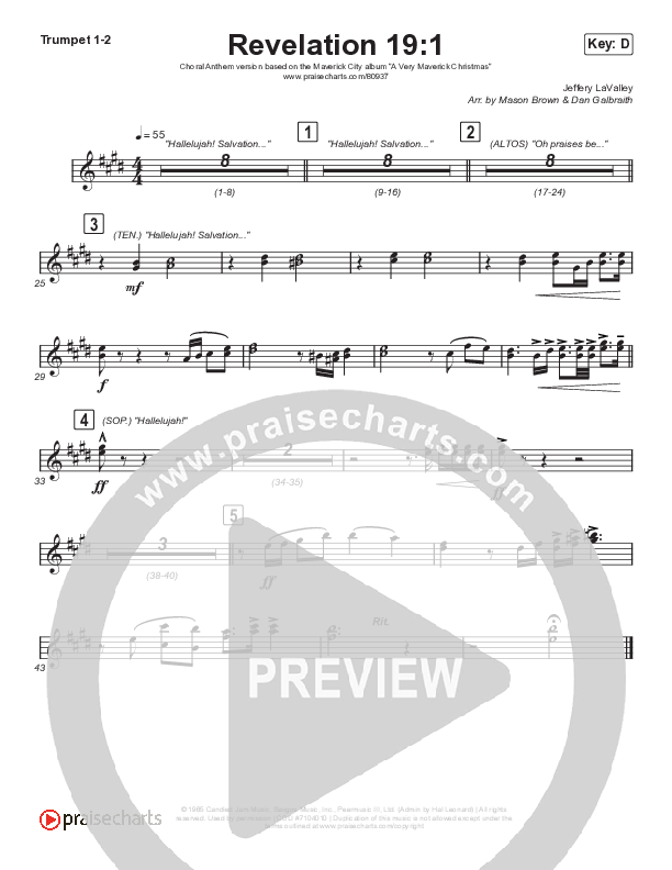 Revelation 19:1 (Choral Anthem SATB) Brass Pack (Maverick City Music / Naomi Raine / Chandler Moore / Arr. Mason Brown)