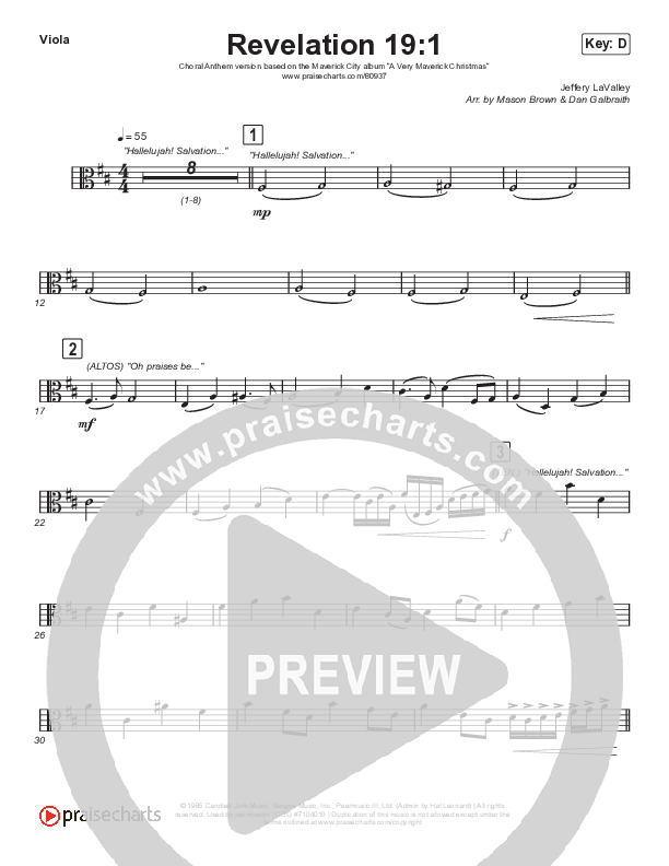 Revelation 19:1 (Choral Anthem SATB) Viola (Maverick City Music / Naomi Raine / Chandler Moore / Arr. Mason Brown)