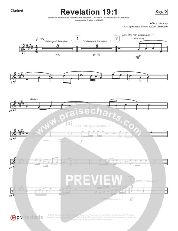 Revelation 19:1 (Worship Choir/SAB) Clarinet (Maverick City Music / Naomi Raine / Chandler Moore / Arr. Mason Brown)