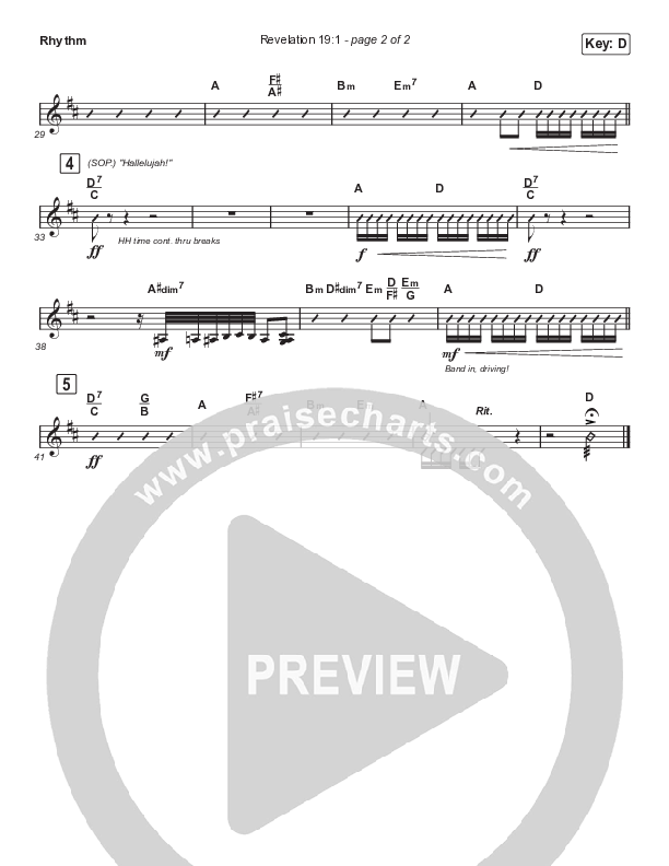 Revelation 19:1 (Worship Choir/SAB) Rhythm Chart (Maverick City Music / Naomi Raine / Chandler Moore / Arr. Mason Brown)