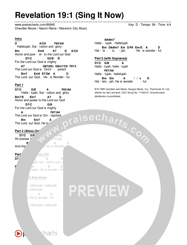 Revelation 19:1 (Sing It Now) Chords & Lyrics (Maverick City Music / Naomi Raine / Chandler Moore / Arr. Mason Brown)