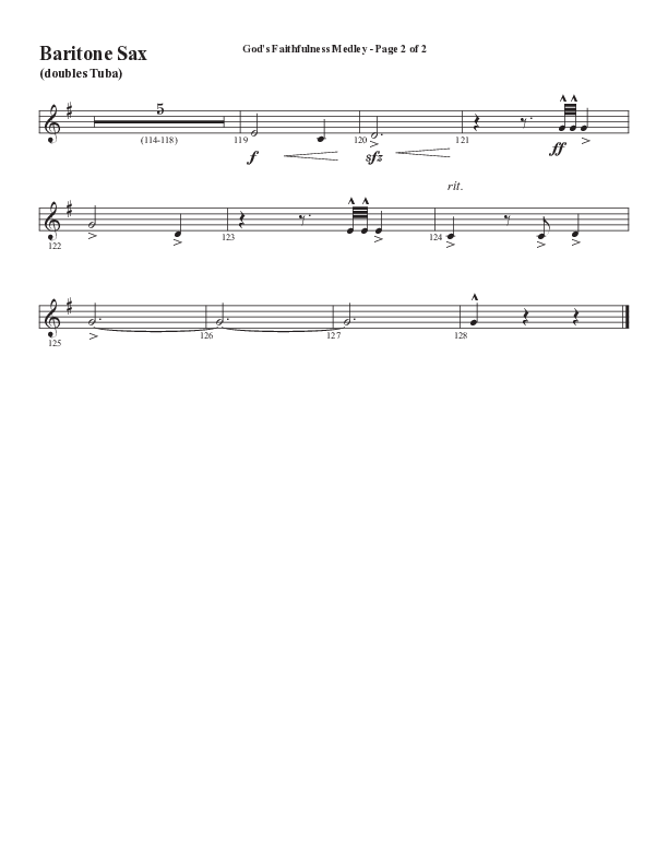 God's Faithfulness Medley with Great Is Thy Faithfulness, Faithful Lord, O God Our Help In Ages Past (Choral Anthem SATB) Bari Sax (Word Music Choral / Arr. Cliff Duren)