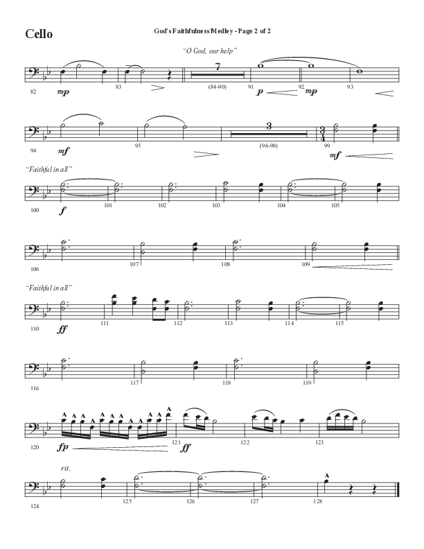 God's Faithfulness Medley with Great Is Thy Faithfulness, Faithful Lord, O God Our Help In Ages Past (Choral Anthem SATB) Cello (Word Music Choral / Arr. Cliff Duren)