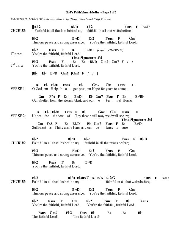 God's Faithfulness Medley with Great Is Thy Faithfulness, Faithful Lord, O God Our Help In Ages Past (Choral Anthem SATB) Chord Chart (Word Music Choral / Arr. Cliff Duren)