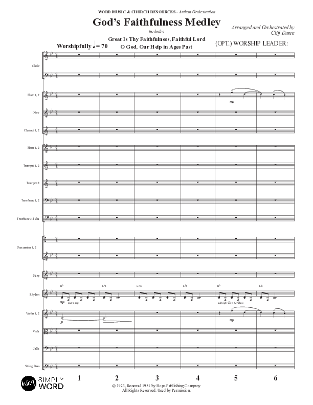 God's Faithfulness Medley with Great Is Thy Faithfulness, Faithful Lord, O God Our Help In Ages Past (Choral Anthem SATB) Orchestration (Word Music Choral / Arr. Cliff Duren)