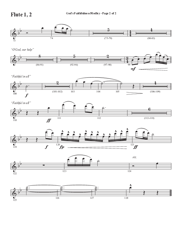 God's Faithfulness Medley with Great Is Thy Faithfulness, Faithful Lord, O God Our Help In Ages Past (Choral Anthem SATB) Flute 1/2 (Word Music Choral / Arr. Cliff Duren)