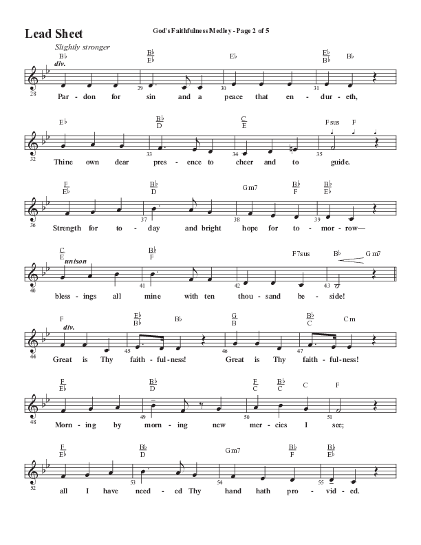 God's Faithfulness Medley with Great Is Thy Faithfulness, Faithful Lord, O God Our Help In Ages Past (Choral Anthem SATB) Lead Sheet (Melody) (Word Music Choral / Arr. Cliff Duren)