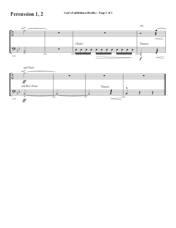 God's Faithfulness Medley with Great Is Thy Faithfulness, Faithful Lord, O God Our Help In Ages Past (Choral Anthem SATB) Percussion 1/2 (Word Music Choral / Arr. Cliff Duren)