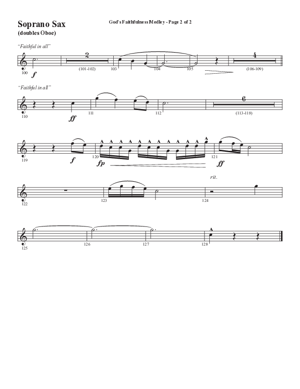 God's Faithfulness Medley with Great Is Thy Faithfulness, Faithful Lord, O God Our Help In Ages Past (Choral Anthem SATB) Soprano Sax (Word Music Choral / Arr. Cliff Duren)