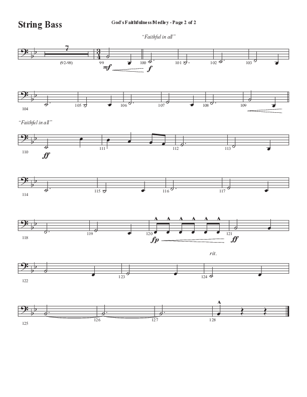 God's Faithfulness Medley with Great Is Thy Faithfulness, Faithful Lord, O God Our Help In Ages Past (Choral Anthem SATB) String Bass (Word Music Choral / Arr. Cliff Duren)