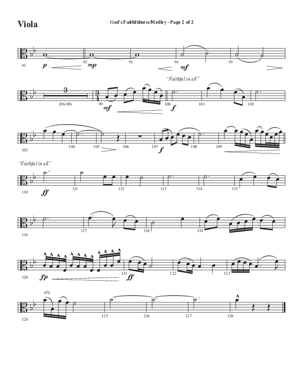 God's Faithfulness Medley with Great Is Thy Faithfulness, Faithful Lord, O God Our Help In Ages Past (Choral Anthem SATB) Viola (Word Music Choral / Arr. Cliff Duren)