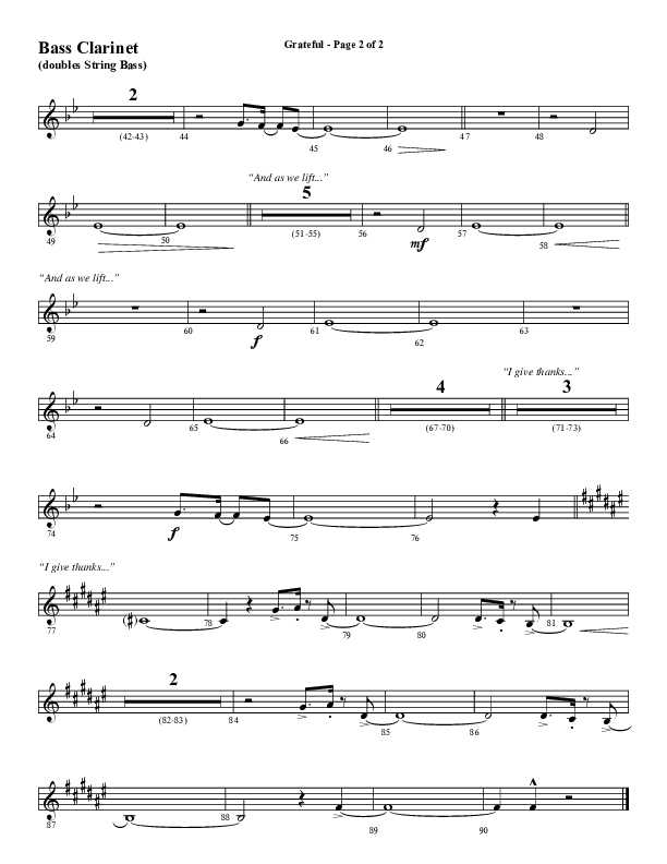 Grateful (Choral Anthem SATB) Bass Clarinet (Word Music Choral / Arr. J. Daniel Smith)