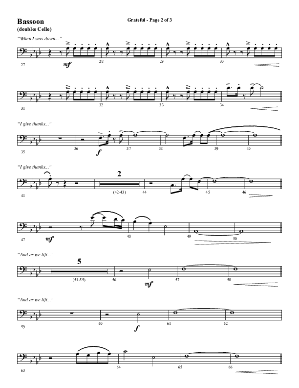 Grateful (Choral Anthem SATB) Bassoon (Word Music Choral / Arr. J. Daniel Smith)