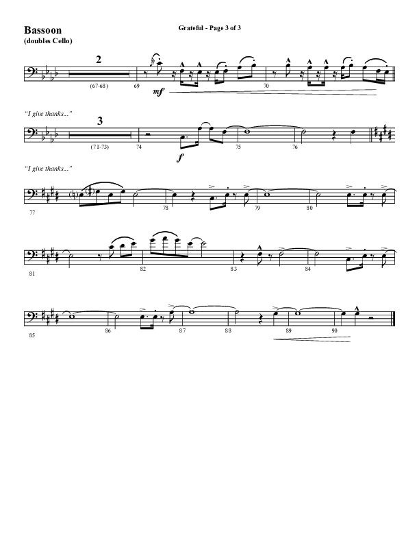 Grateful (Choral Anthem SATB) Bassoon (Word Music Choral / Arr. J. Daniel Smith)