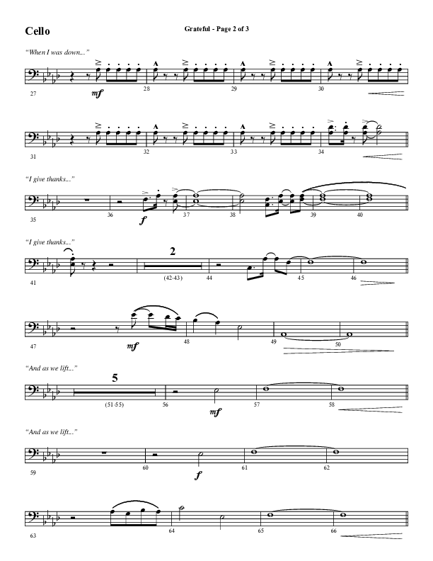 Grateful (Choral Anthem SATB) Cello (Word Music Choral / Arr. J. Daniel Smith)