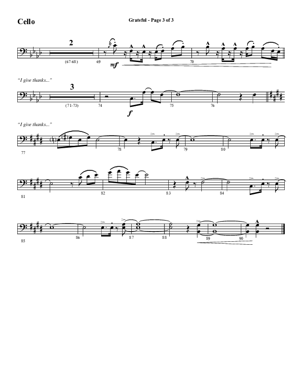 Grateful (Choral Anthem SATB) Cello (Word Music Choral / Arr. J. Daniel Smith)