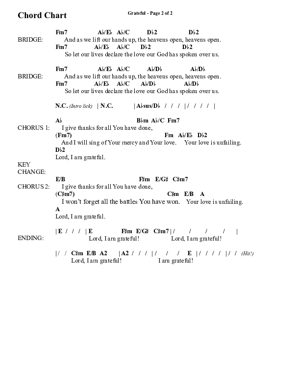 Grateful (Choral Anthem SATB) Chord Chart (Word Music Choral / Arr. J. Daniel Smith)