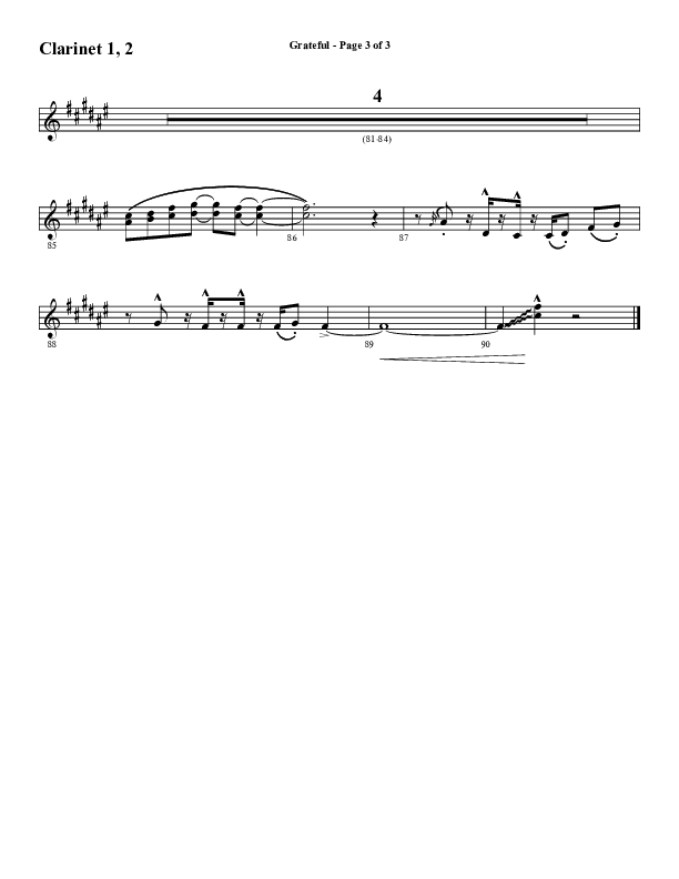 Grateful (Choral Anthem SATB) Clarinet 1/2 (Word Music Choral / Arr. J. Daniel Smith)