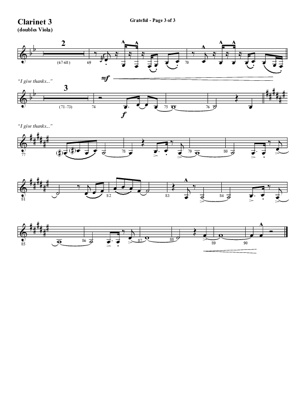 Grateful (Choral Anthem SATB) Clarinet 3 (Word Music Choral / Arr. J. Daniel Smith)