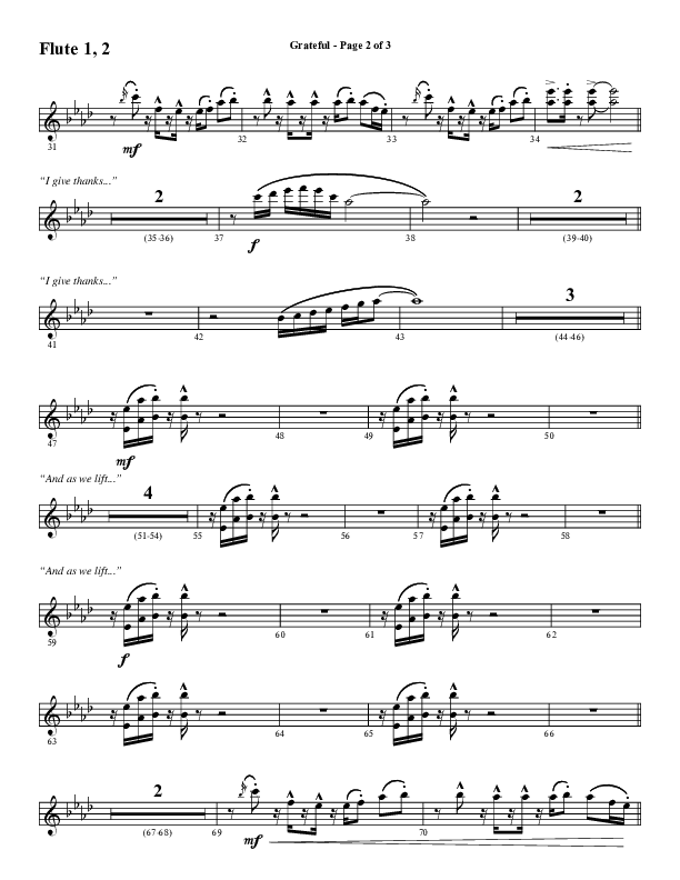 Grateful (Choral Anthem SATB) Flute 1/2 (Word Music Choral / Arr. J. Daniel Smith)