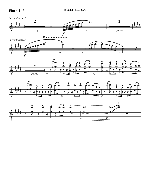 Grateful (Choral Anthem SATB) Flute 1/2 (Word Music Choral / Arr. J. Daniel Smith)