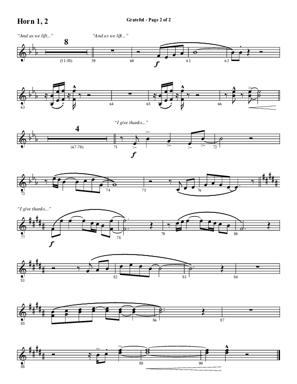 Grateful (Choral Anthem SATB) French Horn 1/2 (Word Music Choral / Arr. J. Daniel Smith)