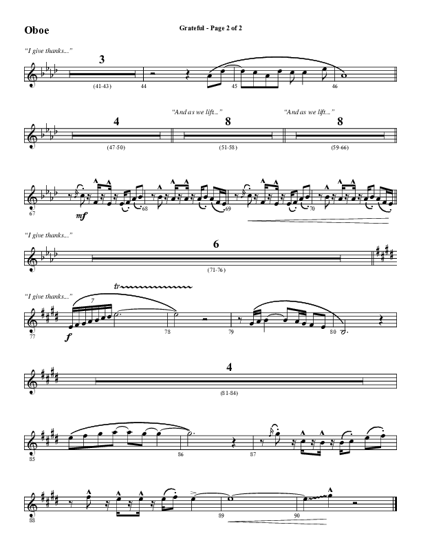 Grateful (Choral Anthem SATB) Oboe (Word Music Choral / Arr. J. Daniel Smith)