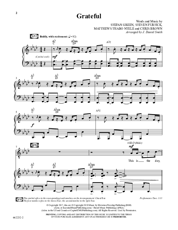 Grateful (Choral Anthem SATB) Anthem (SATB/Piano) (Word Music Choral / Arr. J. Daniel Smith)