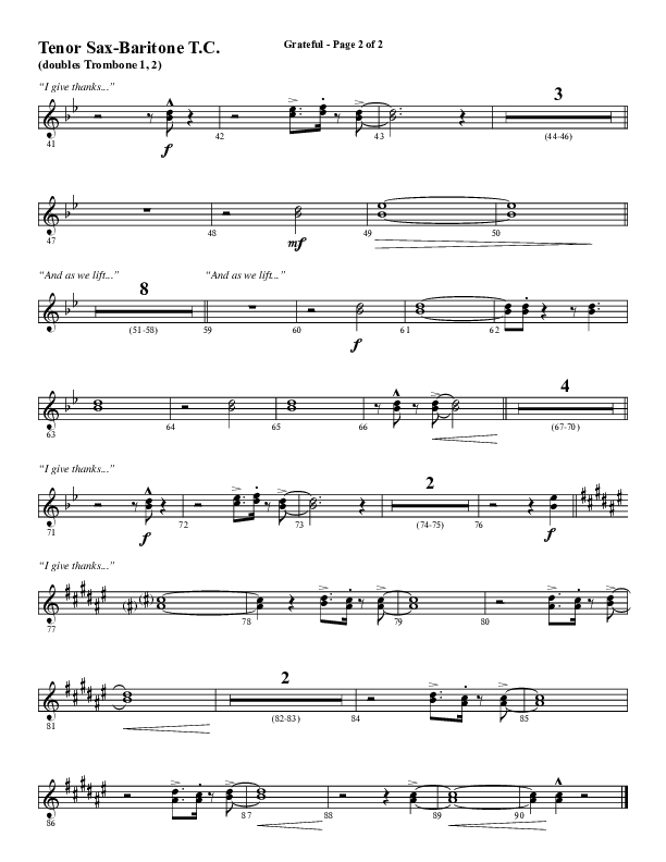 Grateful (Choral Anthem SATB) Tenor Sax/Baritone T.C. (Word Music Choral / Arr. J. Daniel Smith)