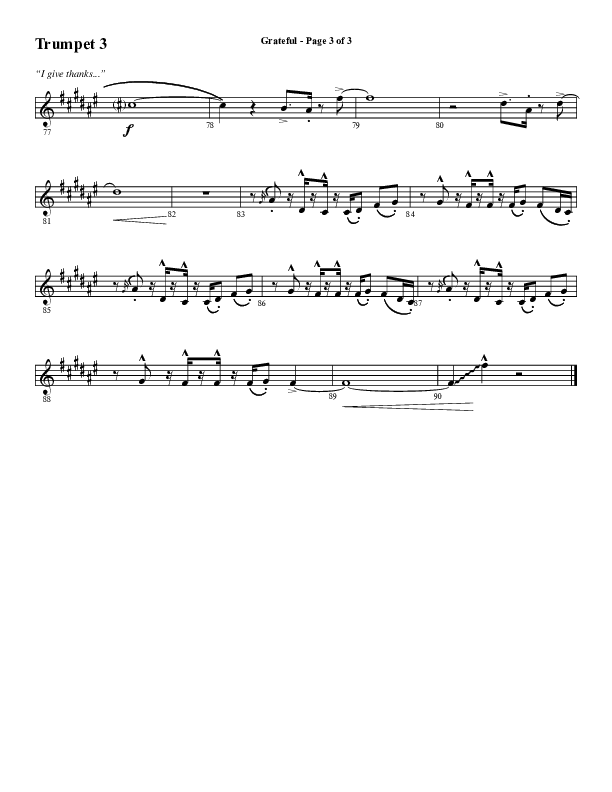 Grateful (Choral Anthem SATB) Trumpet 3 (Word Music Choral / Arr. J. Daniel Smith)