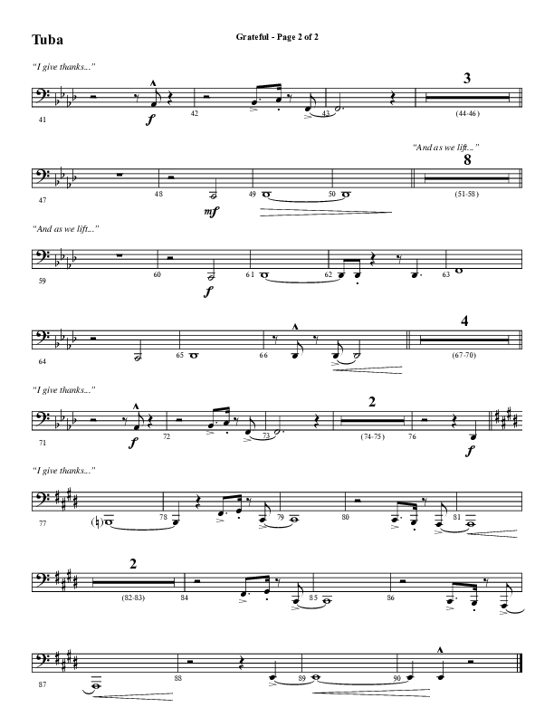Grateful (Choral Anthem SATB) Tuba (Word Music Choral / Arr. J. Daniel Smith)