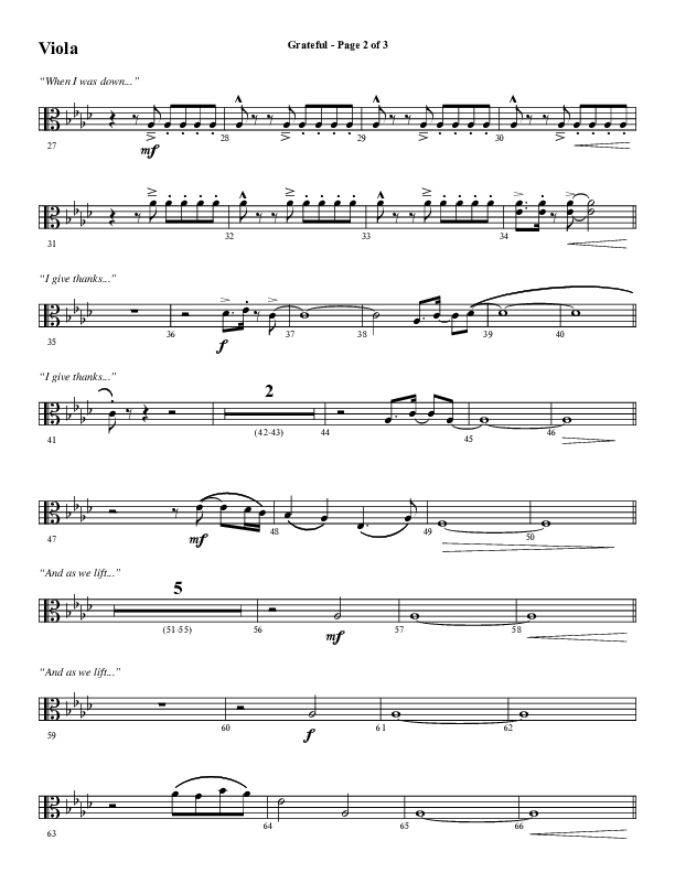 Grateful (Choral Anthem SATB) Viola (Word Music Choral / Arr. J. Daniel Smith)
