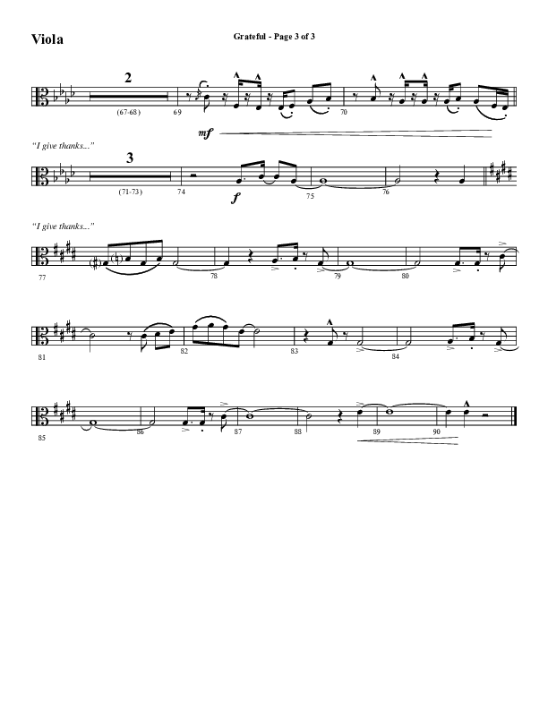 Grateful (Choral Anthem SATB) Viola (Word Music Choral / Arr. J. Daniel Smith)