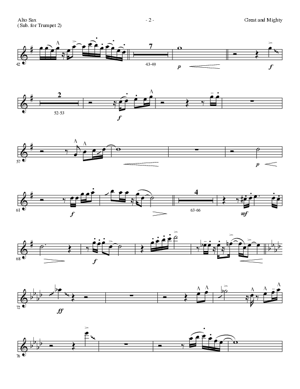 Great and Mighty (Choral Anthem SATB) Alto Sax (Lillenas Choral / Arr. Bradley Knight)