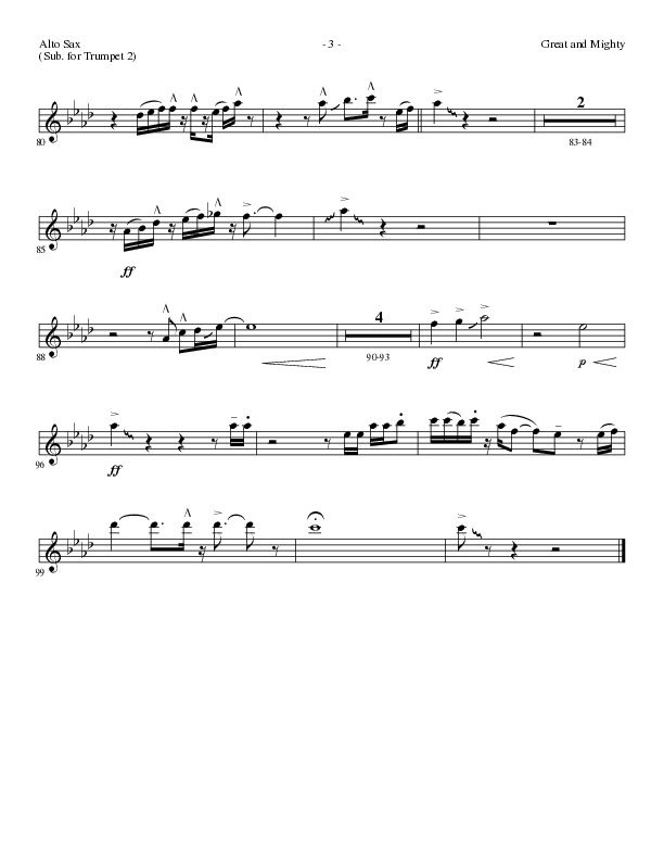 Great and Mighty (Choral Anthem SATB) Alto Sax (Lillenas Choral / Arr. Bradley Knight)