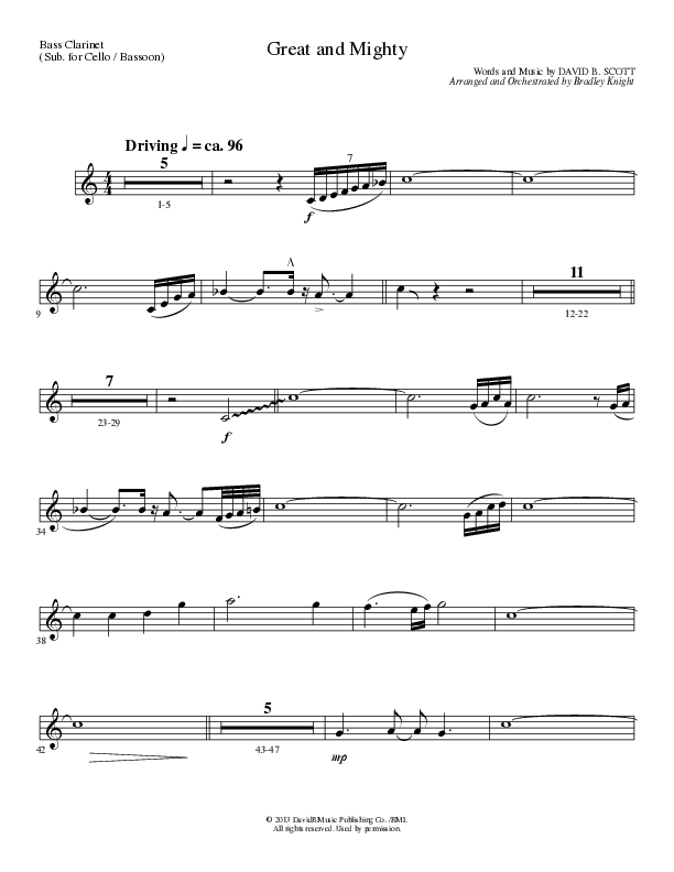 Great and Mighty (Choral Anthem SATB) Bass Clarinet (Lillenas Choral / Arr. Bradley Knight)
