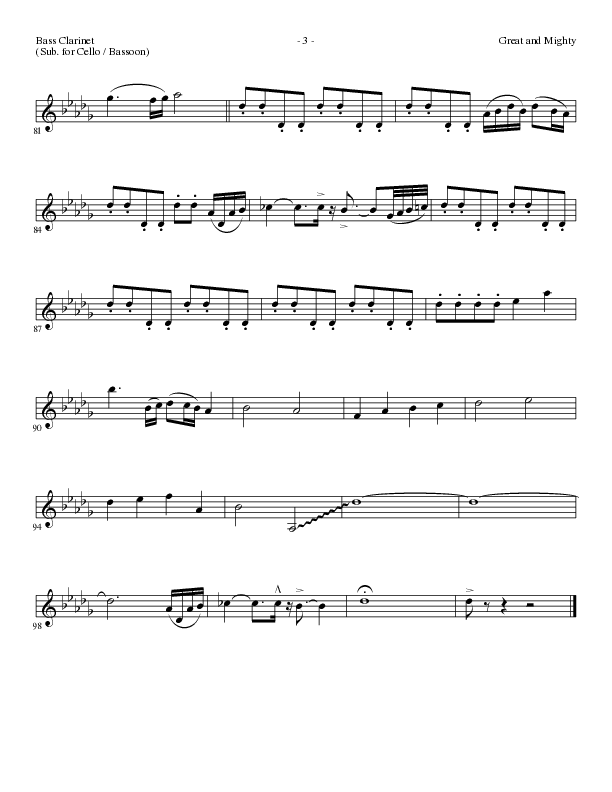 Great and Mighty (Choral Anthem SATB) Bass Clarinet (Lillenas Choral / Arr. Bradley Knight)