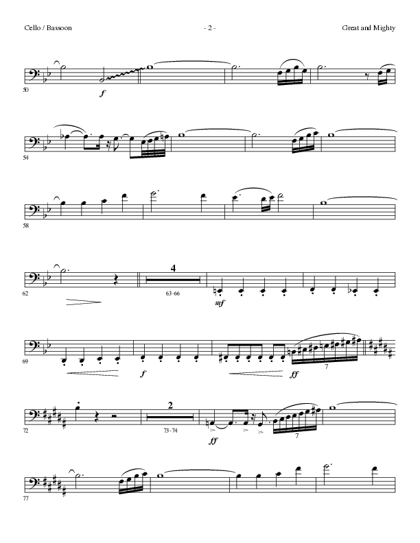 Great and Mighty (Choral Anthem SATB) Cello (Lillenas Choral / Arr. Bradley Knight)