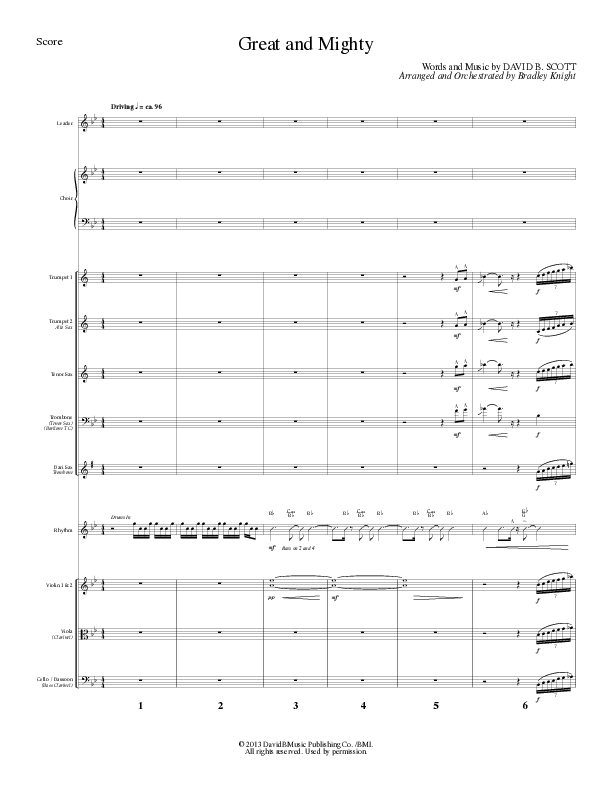 Great and Mighty (Choral Anthem SATB) Orchestration (Lillenas Choral / Arr. Bradley Knight)