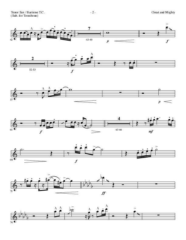 Great and Mighty (Choral Anthem SATB) Tenor Sax/Baritone T.C. (Lillenas Choral / Arr. Bradley Knight)