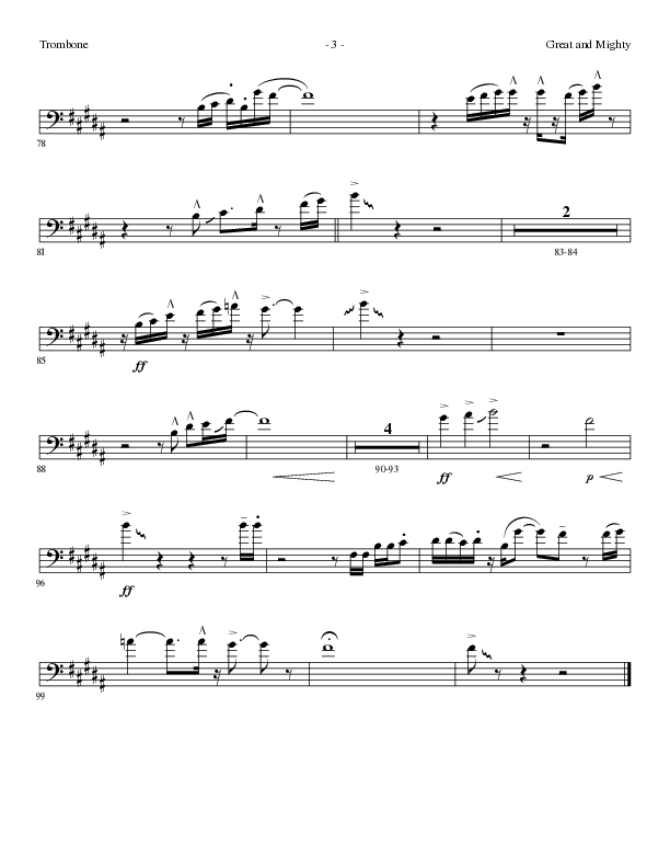 Great and Mighty (Choral Anthem SATB) Trombone (Lillenas Choral / Arr. Bradley Knight)