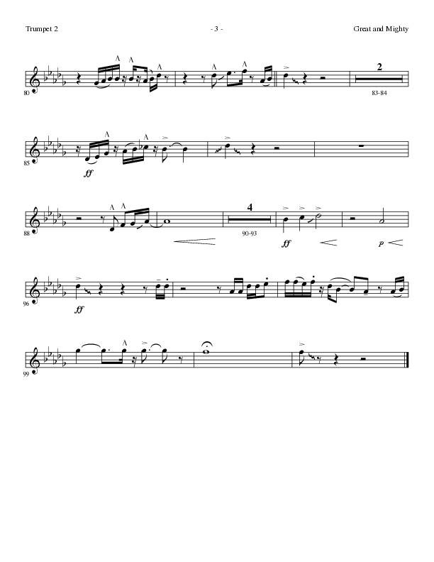 Great and Mighty (Choral Anthem SATB) Trumpet 2 (Lillenas Choral / Arr. Bradley Knight)
