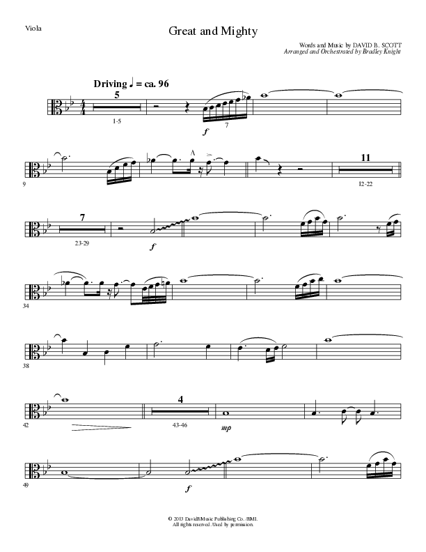 Great and Mighty (Choral Anthem SATB) Viola (Lillenas Choral / Arr. Bradley Knight)