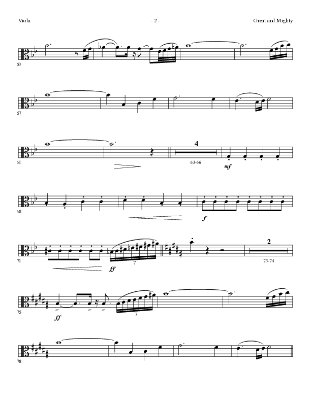 Great and Mighty (Choral Anthem SATB) Viola (Lillenas Choral / Arr. Bradley Knight)