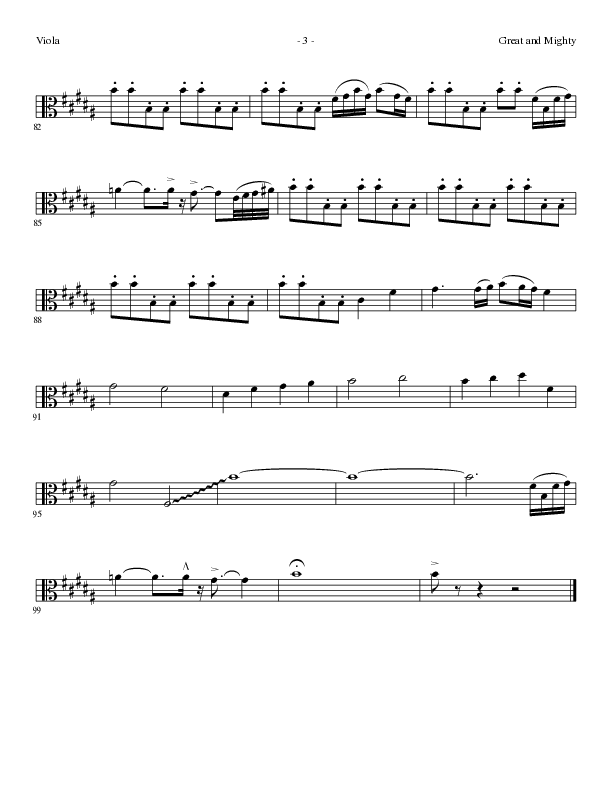 Great and Mighty (Choral Anthem SATB) Viola (Lillenas Choral / Arr. Bradley Knight)