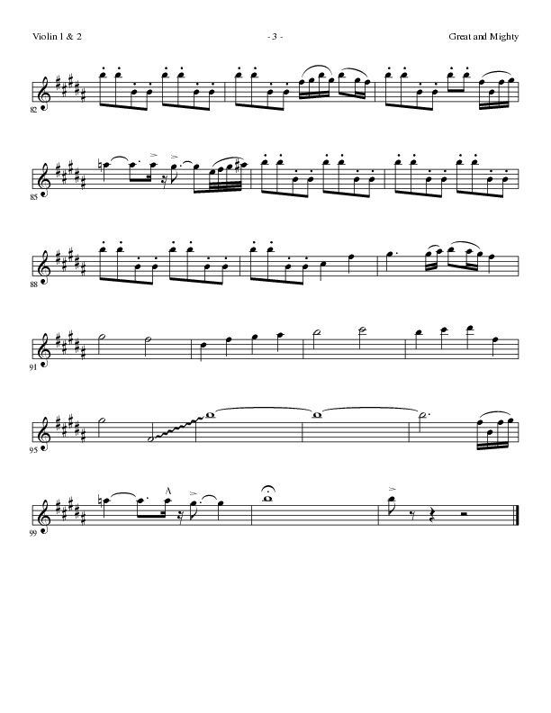 Great and Mighty (Choral Anthem SATB) Violin 1/2 (Lillenas Choral / Arr. Bradley Knight)