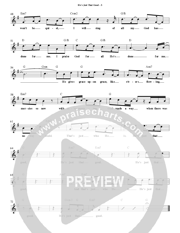 He's Just That Good Lead Sheet Melody (Patrick Mayberry)