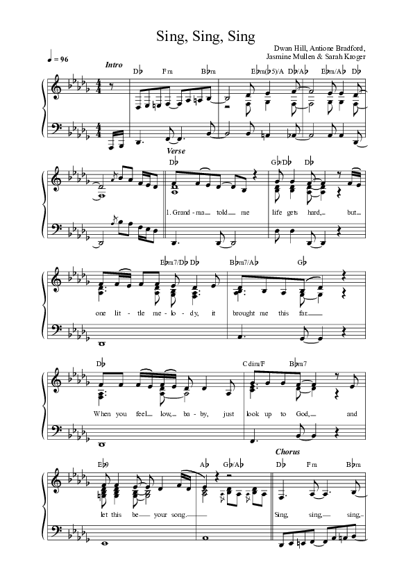 Sing Sing Sing Lead Sheet Melody (Anchor Hymns / Sarah Kroger / Jasmine Mullen)